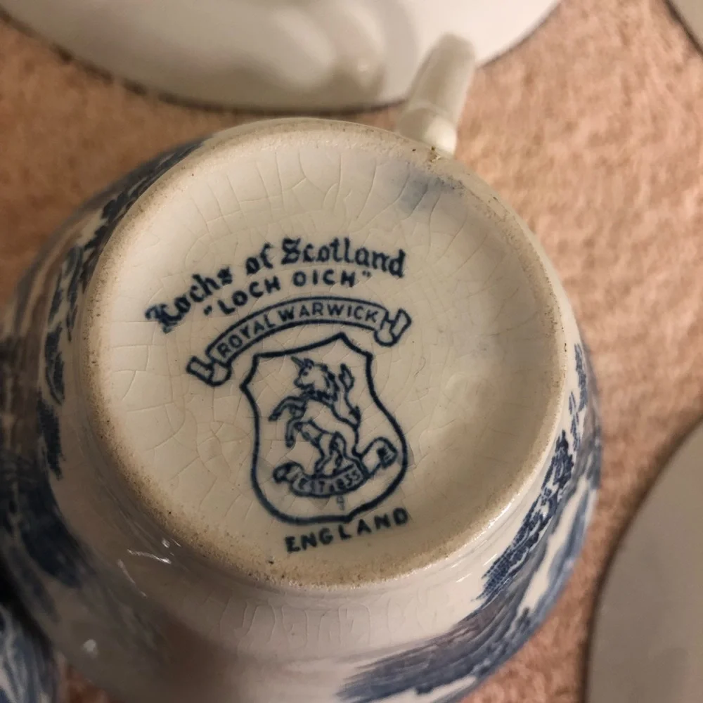 Vintage Lochs of Scotland Royal Warwick 5 Tea Cups & 6 Saucers Loch Duich & Dich